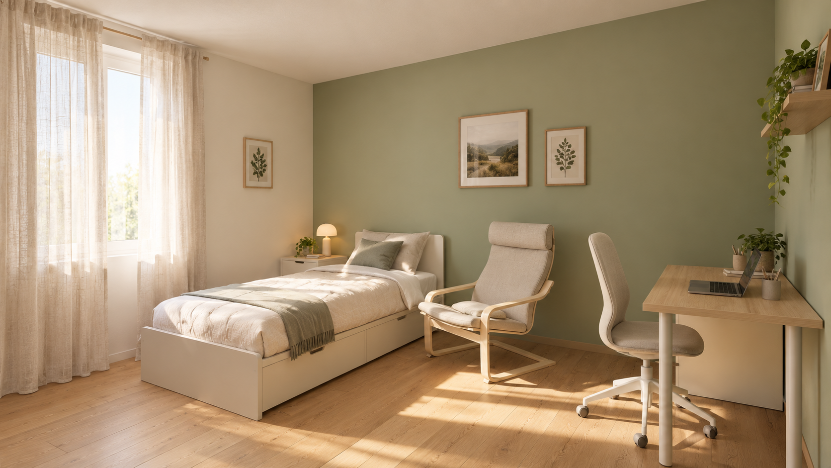 Découvrez la chambre Tilleul au sein de notre colocation pour seniors : un cadre de vie privé, lumineux et adapté, alliant autonomie, convivialité et confort.